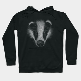 WildLife Sketch-Art Badger Pencil Drawing Hoodie